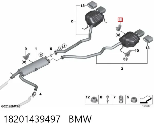 Consola de coxim traseiro do silenciador 18201439497 BMW