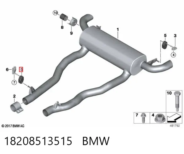 Coxim de fixação do silenciador 18208513515 BMW