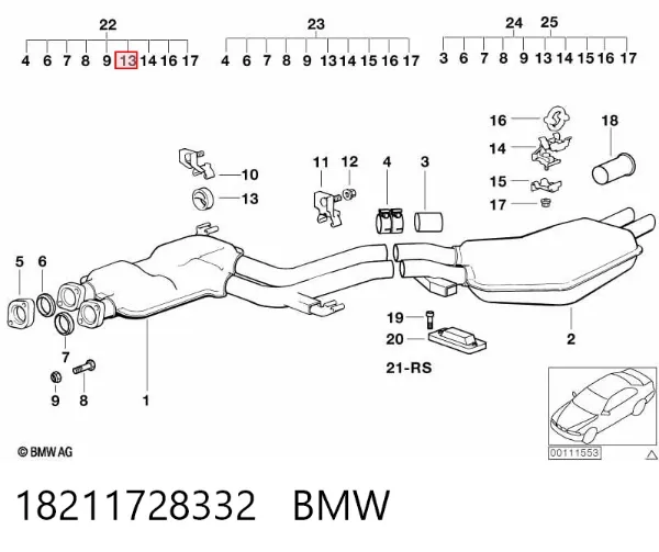 Coxim de fixação do silenciador 18211728332 BMW
