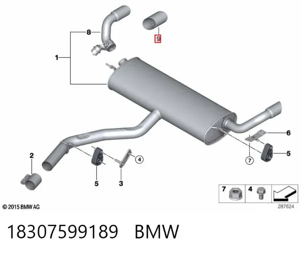Bocal para o silenciador 18307599189 BMW