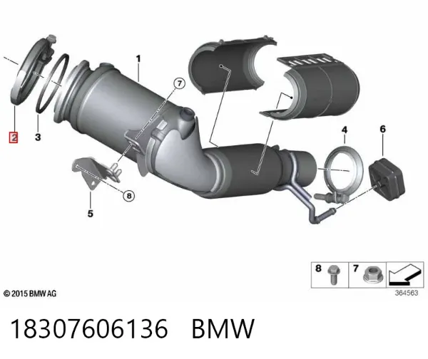 Braçadeira de união de tubo coletor de escape 18307606136 BMW