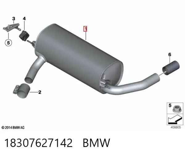 Silenciador, parte traseira 18307627142 BMW
