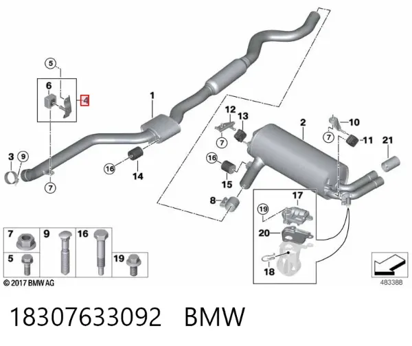 Coxim de fixação do silenciador 18307633092 BMW