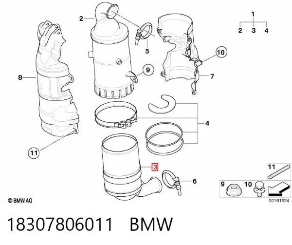 Filtro de partículas do sistema dos gases de escape 18307806011 BMW