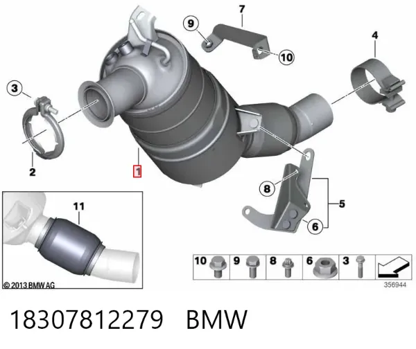 Filtro de partículas do sistema dos gases de escape 18307812279 BMW