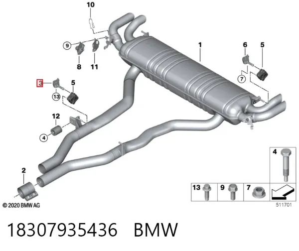 Consola de tubo de admissão do silenciador 18307935436 BMW