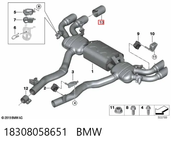 Bocal para o silenciador 18308058651 BMW