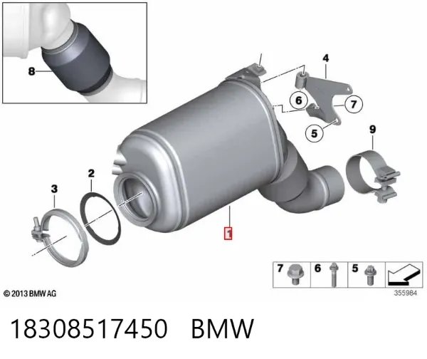 Filtro de partículas do sistema dos gases de escape BMW 7 F01, F02, F03, F04