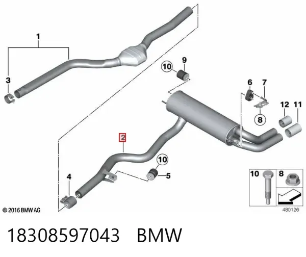 Silenciador, parte traseira 18308597043 BMW