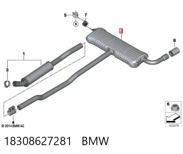 Silenciador, parte traseira Mini COUNTRYMAN F60