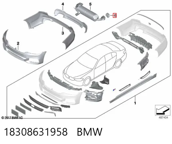 Bocal para o silenciador 18308631958 BMW