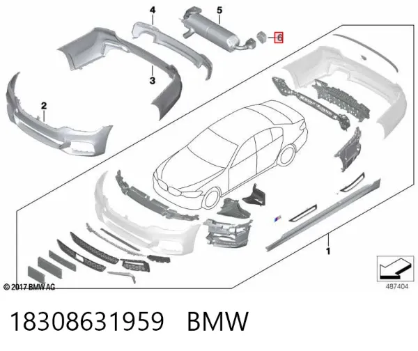 Bocal para o silenciador 18308631959 BMW