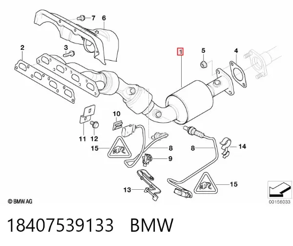 Tubo coletor de escape 18407539133 BMW