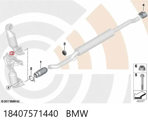 Porca de tubo coletor de escape 18407571440 BMW