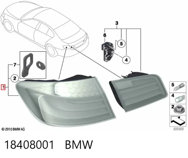 Lanterna traseira esquerda externa 18408001 BMW