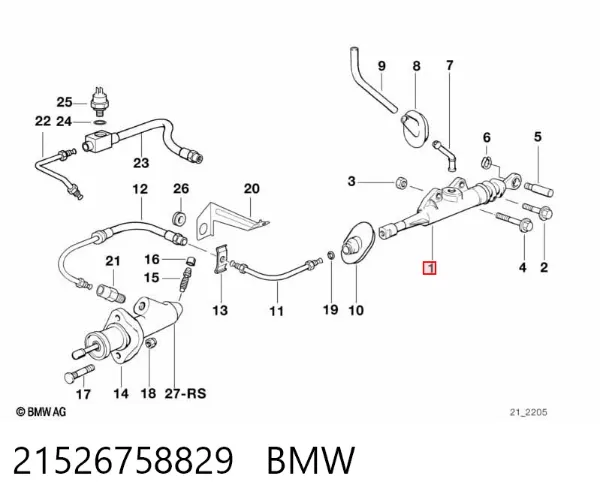 Cilindro mestre de embraiagem 21526758829 BMW