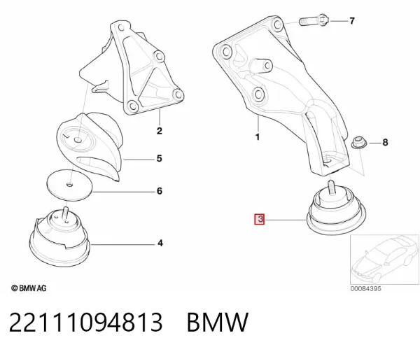 Coxim (suporte) esquerdo de motor 22111094813 BMW