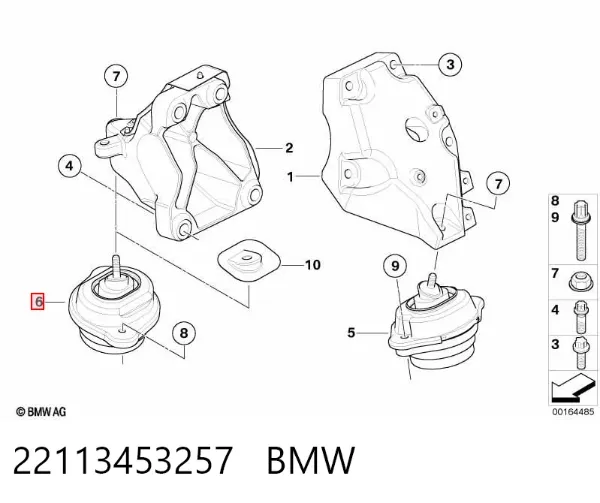 Coxim (suporte) direito de motor 22113453257 BMW