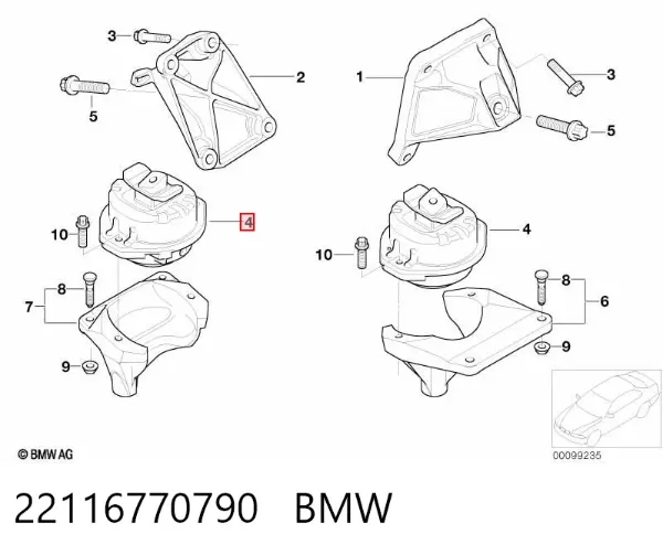 Coxim (suporte) esquerdo de motor 22116770790 BMW