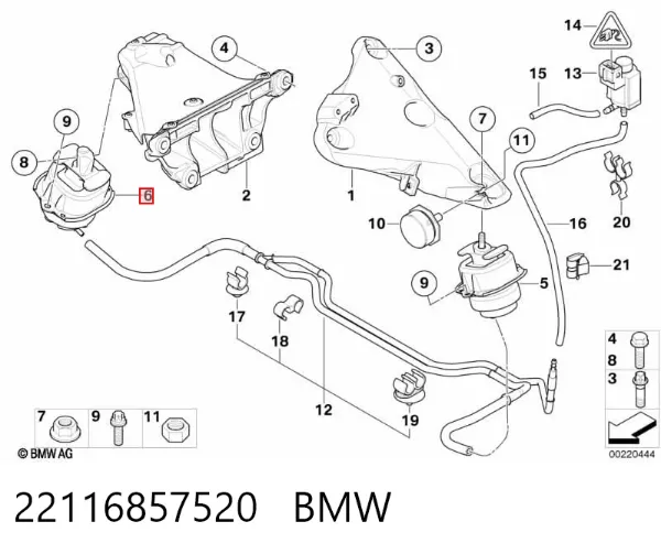 Coxim (suporte) direito de motor 22116857520 BMW