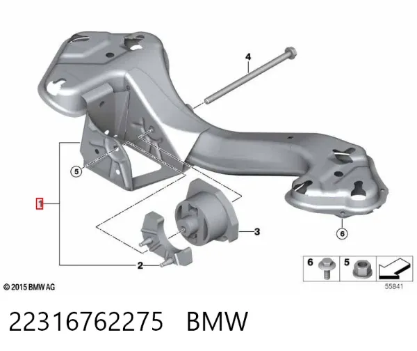 Viga de fixação da caixa de mudança 22316762275 BMW