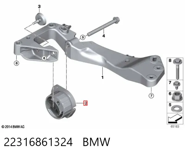 Coxim de transmissão (suporte da caixa de transferência) 22316861324 BMW