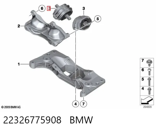 Coxim de transmissão (suporte da caixa de mudança) 22326775908 BMW