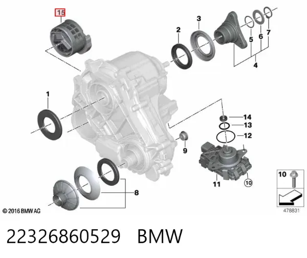Coxim de transmissão (suporte da caixa de mudança) 22326860529 BMW