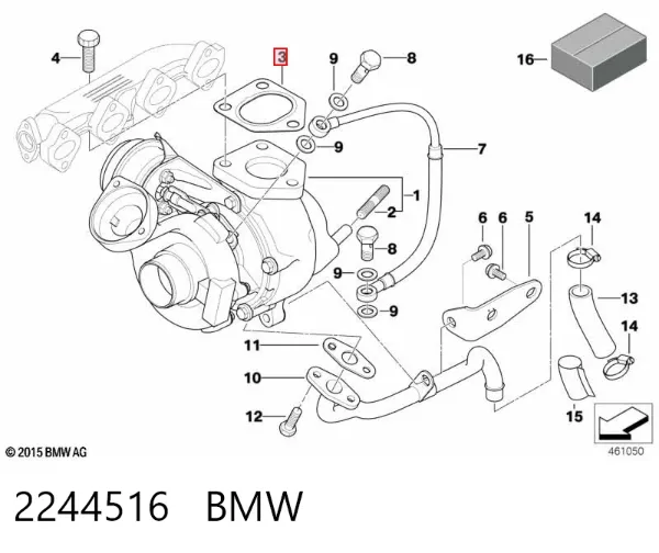 Vedante de turbina dos gases de escape, admissão 2244516 BMW