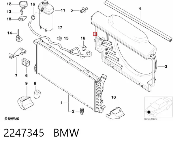 Radiador de esfriamento de motor 2247345 BMW