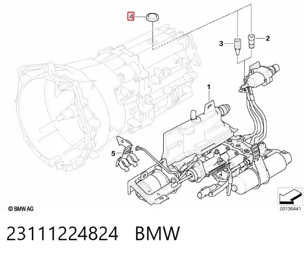 Tampa traseira da caixa de mudança 23111224824 BMW