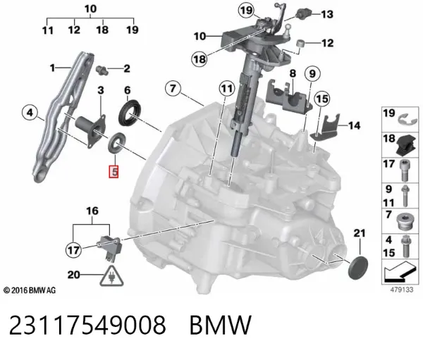 Vedação da Caixa Automática de Mudança (de árvore de saída/primária) 23117549008 BMW