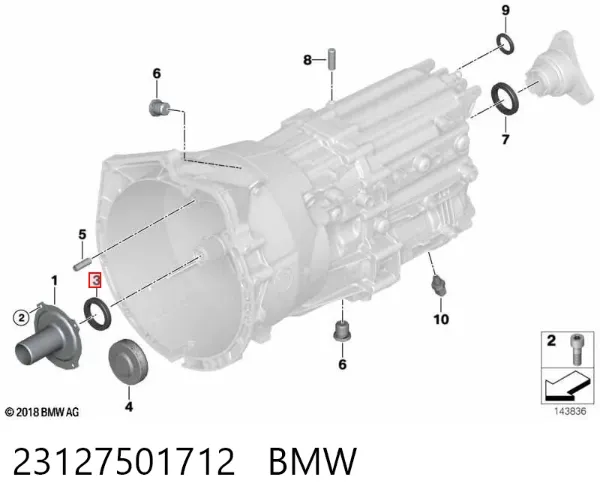 Vedação da Caixa Automática de Mudança (de árvore de saída/primária) 23127501712 BMW