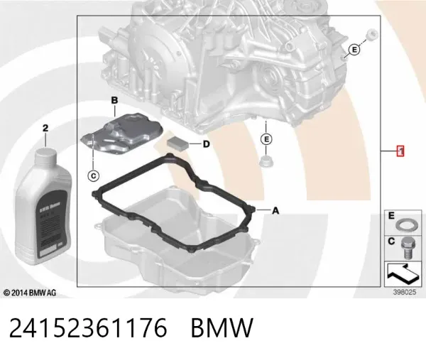 Kit de serviço para a substituição de óleo na Caixa Automática de Mudança 24152361176 BMW