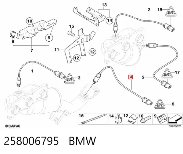 Sonda lambda, sensor de oxigênio depois de catalisador 258006795 BMW