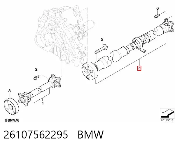 Junta universal traseira montada 26107562295 BMW
