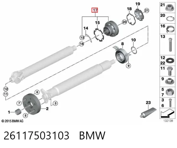 Junta homocinética traseira da junta universal traseira 26117503103 BMW