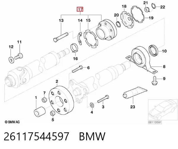 Junta homocinética traseira da junta universal traseira 26117544597 BMW