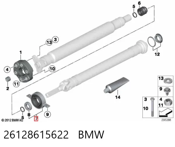 Rolamento suspenso da junta universal 26128615622 BMW