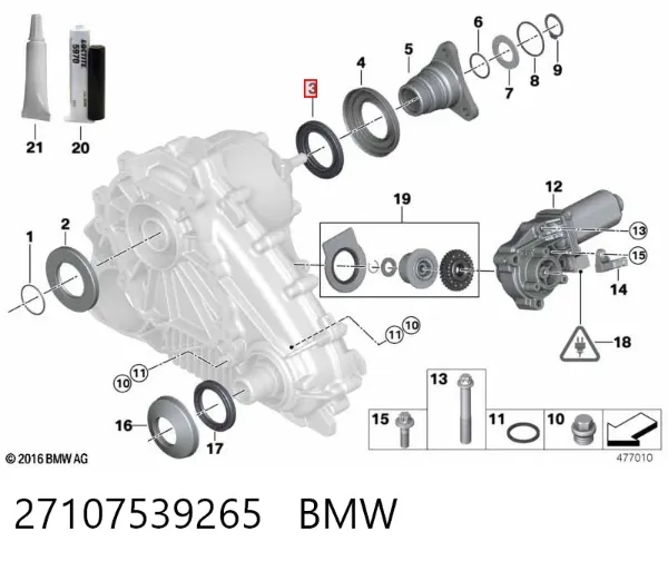 Bucim de saída traseira da caixa de transferência 27107539265 BMW