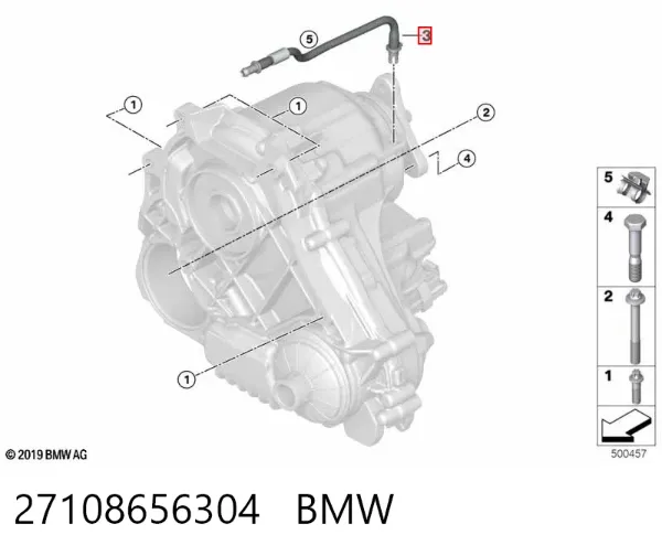 Cano derivado de ventilação de cárter (de separador de óleo) 27108656304 BMW