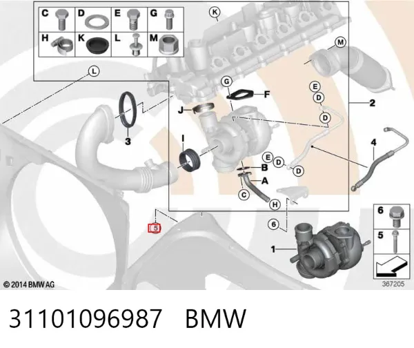 Parafuso de fixação de braço oscilante dianteiro, inferior 31101096987 BMW