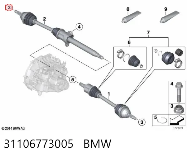 Porca de cubo dianteiro 31106773005 BMW