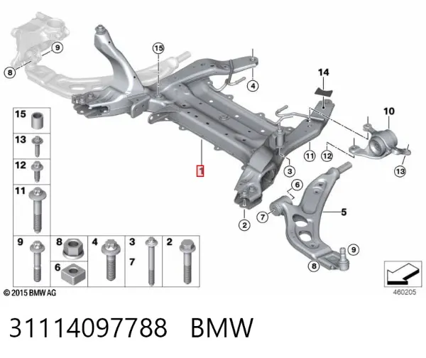 Viga de suspensão dianteira (plataforma veicular) Mini COUNTRYMAN F60