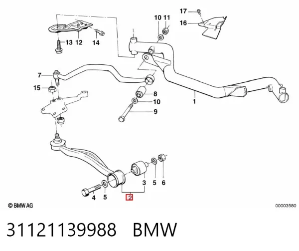 Braço oscilante inferior direito de suspensão dianteira 31121139988 BMW