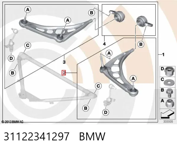 Braço oscilante inferior esquerdo de suspensão dianteira 31122341297 BMW