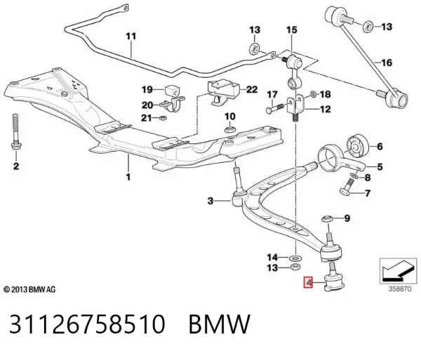 Suporte de esfera inferior 31126758510 BMW