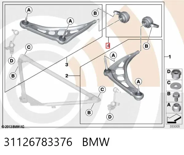 Bloco silencioso dianteiro do braço oscilante inferior 31126783376 BMW