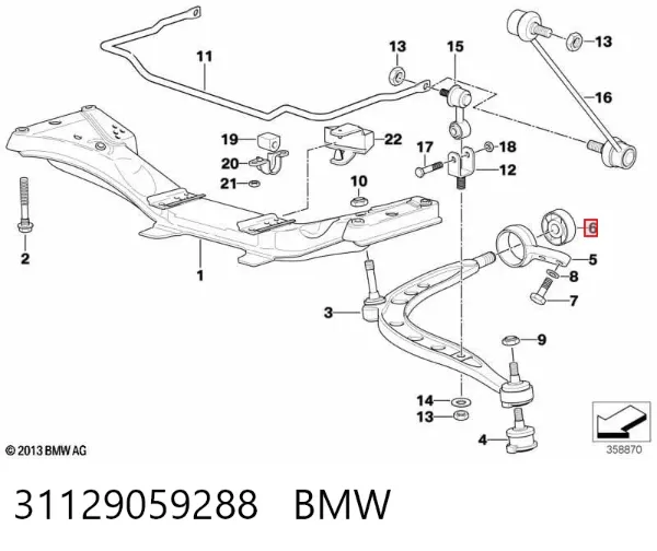 Bloco silencioso dianteiro do braço oscilante inferior 31129059288 BMW
