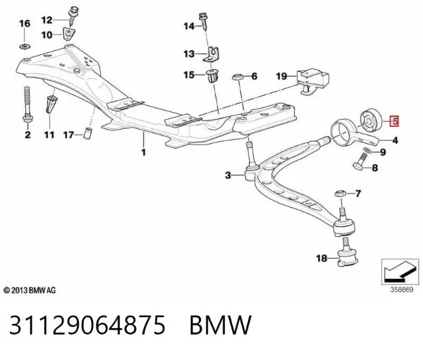 Bloco silencioso dianteiro do braço oscilante inferior 31129064875 BMW